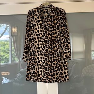 Zara Leopard Print Long Sleeve Dress